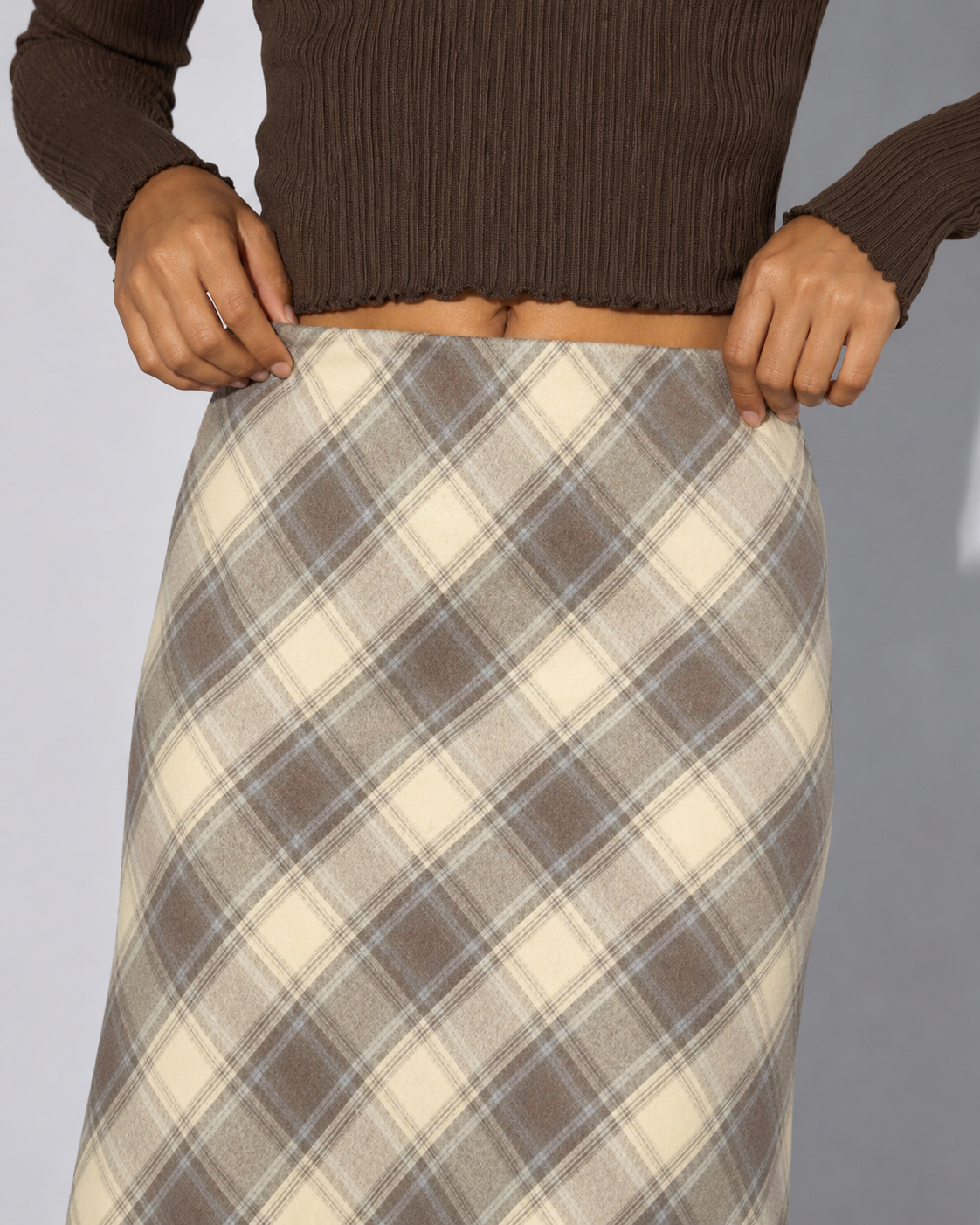 Plaid Printed Stretch Maxi Skirt